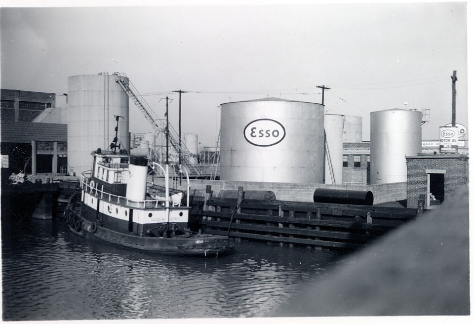 Oil storage tanks at the mouth of the Cooper River
