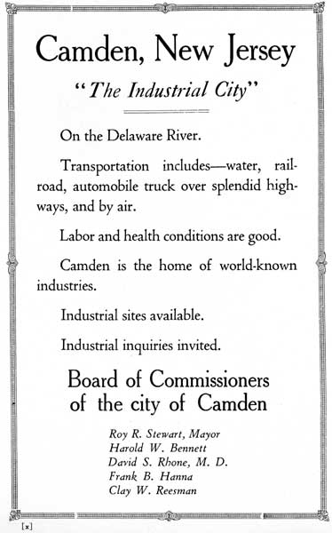 City of Camden advertising its Port District, 1931