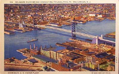 Benjamin Franklin Bridge postcard view