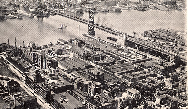 Camden waterfront as seen from City Hall, 1930s