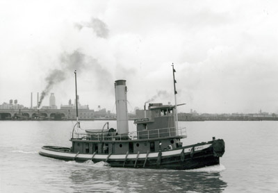 Tug ADRIATIC and the Camden waterfront, 1947