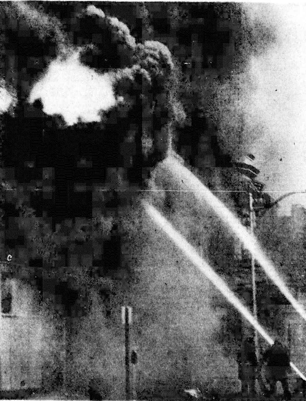 Heavy smoke pours from the state office building at 413 Broadway, Camden, August 14, 1968
