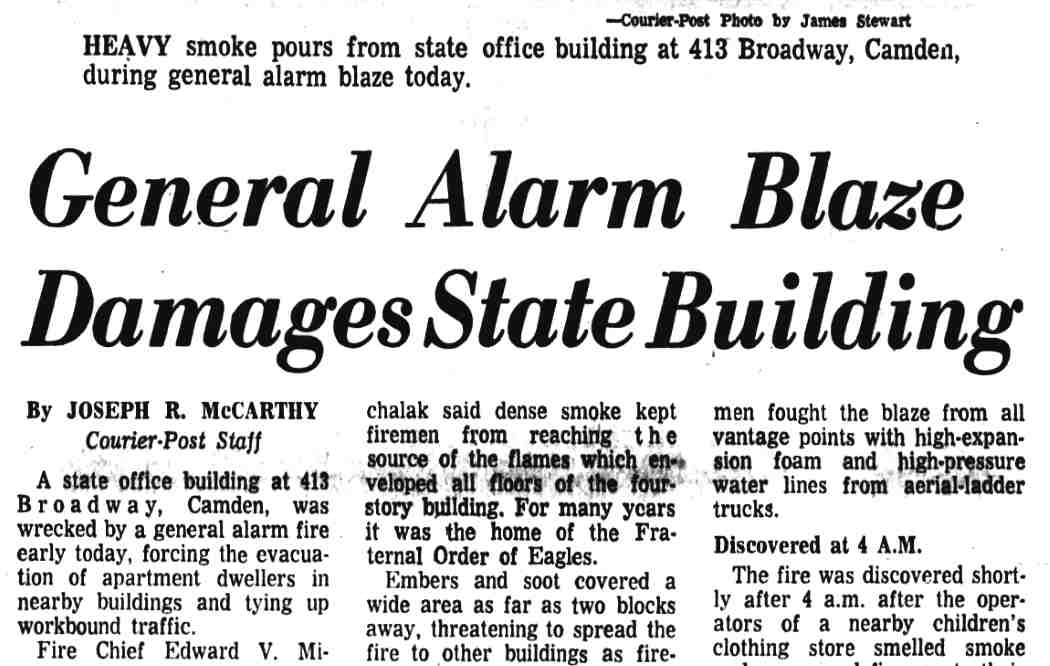 Firemen battle blaze at 413 Broadway, Camden, August 14, 1968 - photo 2