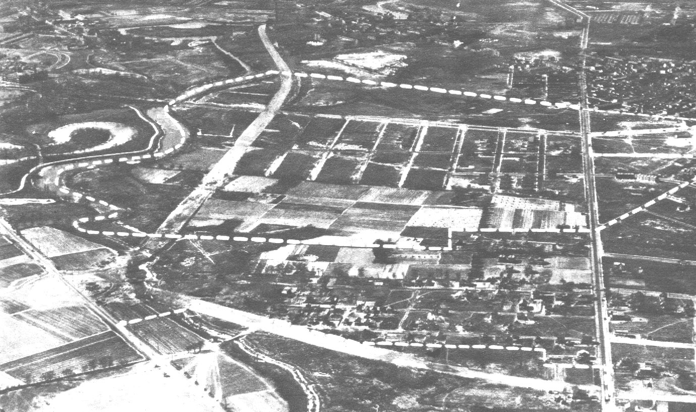 Aerial view of East Camden, July 1926 — Bridge Boulevard Estates advertisement by Suburban Home Realty Company