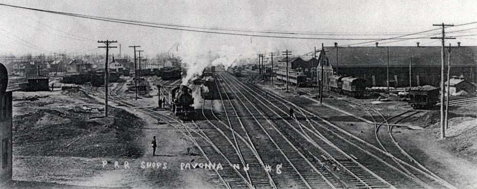 Pavonia Car Shop, Pennsylvania Rail Road, 1908, as seen from River Road