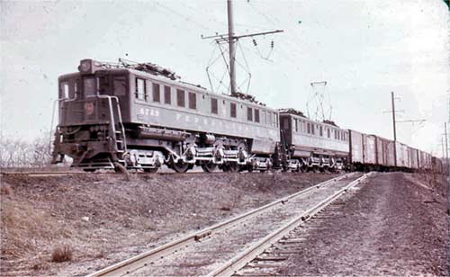 100-car freight at the 36th Street grade crossing, Camden, early 1950s