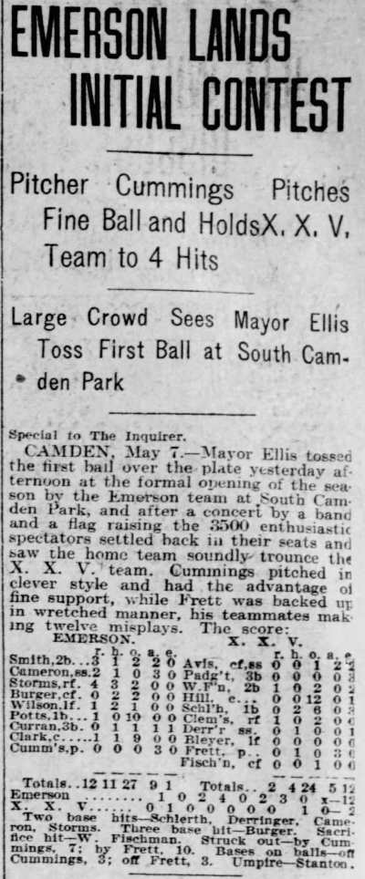Emerson Lands Initial Contest — Philadelphia Inquirer, May 9, 1910