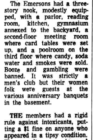 Emerson Athletic Club — Camden Courier-Post, November 25, 1970, article by Stephen M. O'Keefe, column 2