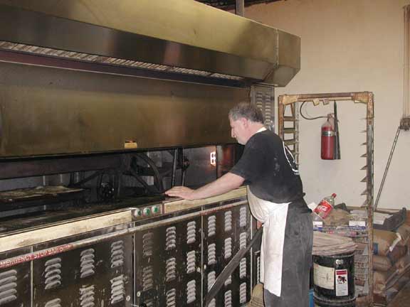 Lou at work, making Italian Bread Pizza
