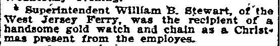 Philadelphia Inquirer clipping, January 24, 1896, about Superintendent William B. Stewart