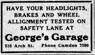 George's Garage, 210 Arch St., Camden NJ — Camden Courier-Post, June 1932