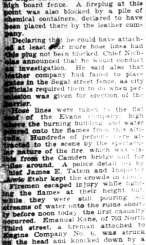 Camden Courier-Post, February 22, 1928 — fire scene image 9