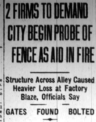 2 Firms to Demand City Begin Probe of Fence as Aid in Fire - Camden Courier-Post, February 24, 1928