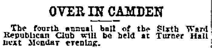 Sixth Ward Republican Club at Turner Hall — Philadelphia Inquirer, January 24, 1900