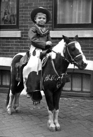 Albert Bass on a Shetland Pony on State Street — 1950s