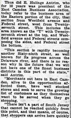 Merchant Praises East Camden For Business District — Camden Courier-Post, October 8, 1936 (part 2)