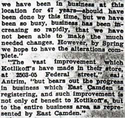 Merchant Praises East Camden For Business District — Camden Courier-Post, October 8, 1936 (part 4)