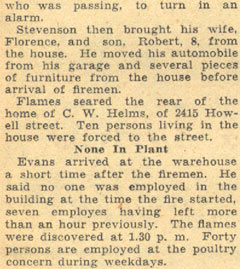 Bell and Evans poultry warehouse fire, continuation
