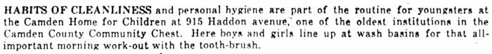 Camden Home for Children — Habits of Cleanliness caption, 1947