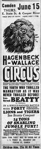 Hagenbeck-Wallace Circus advertisement, June 9, 1933