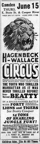 Camden Courier-Post circus advertisement, June 12, 1933