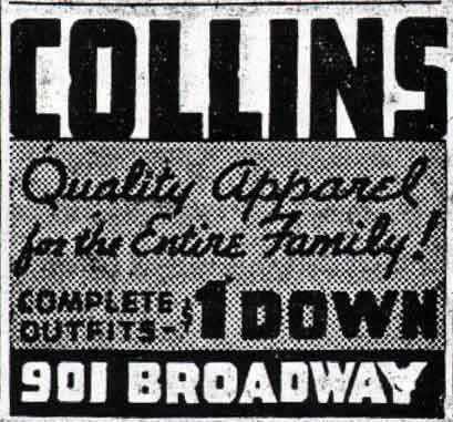 Collins Clothing Store Advertisement - Camden Courier-Post - January 22, 1938