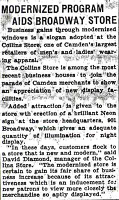 Modernized Program Aids Broadway Store - Camden Courier-Post - October 3, 1936