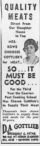 Camden Courier-Post, October 28, 1936 — D.A. Gottlieb Quality Meats advertisement