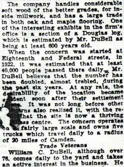 DuBell Lumber Company portrait, Camden Courier-Post, September 17, 1928