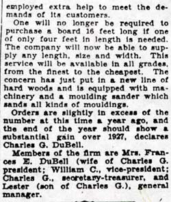 DuBell Lumber Company portrait, Camden Courier-Post, September 17, 1928