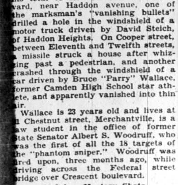 Ghost sniper coverage, Camden Courier-Post February 6, 1928