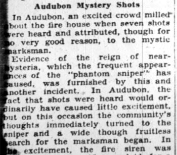 Ghost sniper coverage, Camden Courier-Post February 6, 1928