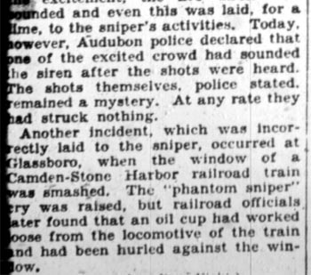 Ghost sniper coverage, Camden Courier-Post February 6, 1928