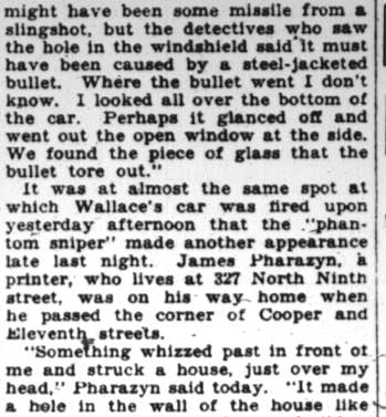 Ghost sniper coverage, Camden Courier-Post February 6, 1928