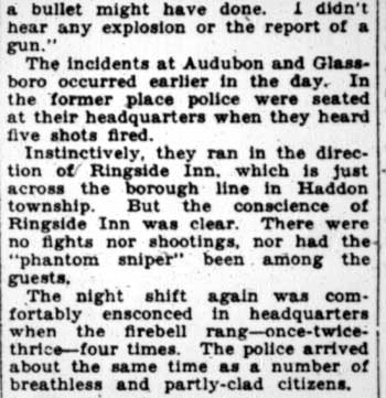 Ghost sniper coverage, Camden Courier-Post February 6, 1928