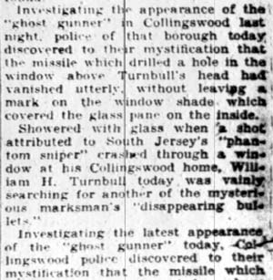 Ghost sniper coverage, Camden Courier-Post February 9, 1928