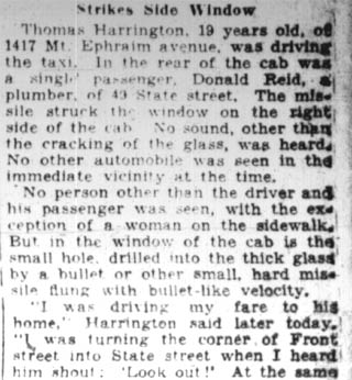 Ghost sniper taxi shooting, Camden Courier-Post February 11, 1928