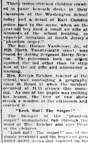 Boy with air rifle terrorizes school, Camden Courier-Post February 14, 1928