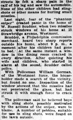 Boy with air rifle terrorizes school, Camden Courier-Post February 14, 1928