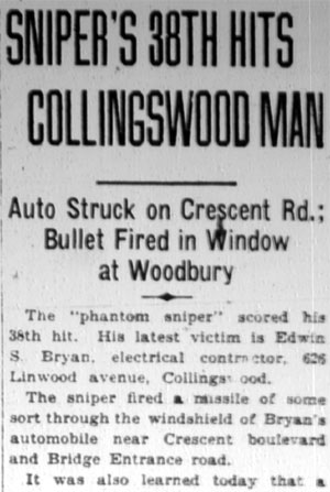 Ghost sniper coverage, Camden Courier-Post February 20, 1928