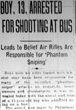 Ghost sniper coverage, Camden Courier-Post February 21, 1928