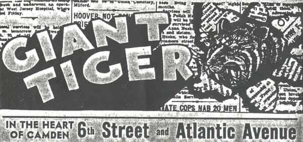 Giant Tiger grocery store at South 6th Street and Atlantic Avenue, Camden NJ, August 1936