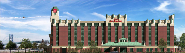 A rendering of a Hilton hotel planned for Camden's waterfront