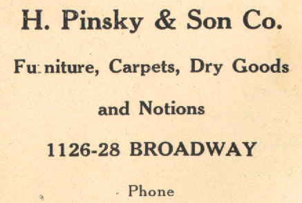 H. Pinsky and Son 1919 advertisement, Jefferson Athletic Association First Annual Grand Ball Program
