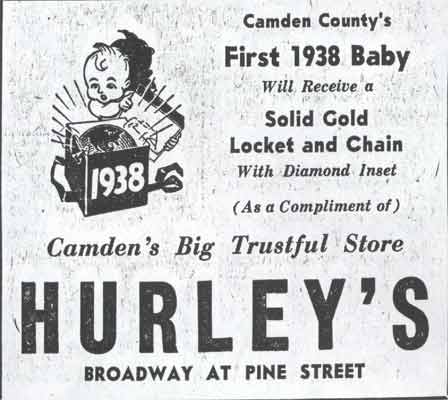 Hurley's advertisement, Camden Courier-Post, January 1, 1938