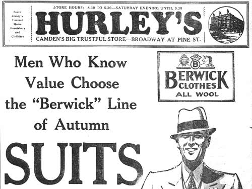 Hurley's advertisement, Camden Courier-Post, September 12, 1929