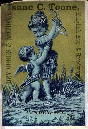 Trade card for Isaac C. Toone, Dry Goods & Notions, Kaighn's Ave. & Broadway, Camden, N.J.