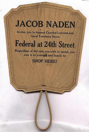 Advertising fan from Jacob Naden's store