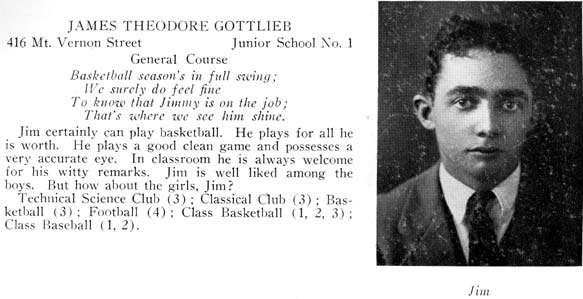James Theodore Gottlieb — Camden High School Purple & Gold Yearbook, January 1928