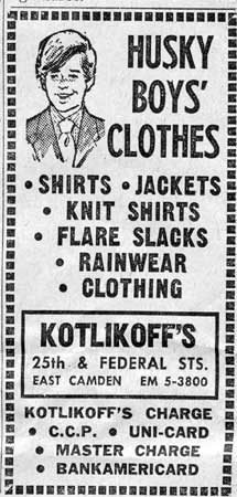 Kotlikoff's Husky Boys' Clothes advertisement — Camden Courier-Post, August 4, 1971